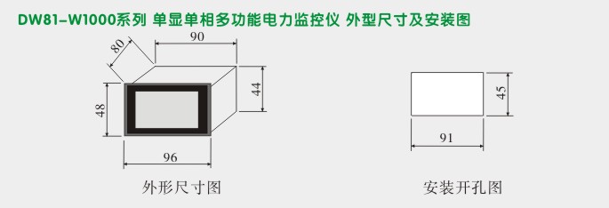 单相电力监控仪,DW81P智能直流电流表外形尺寸及安装图
